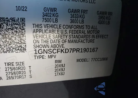 2023 Chevrolet Suburban 2Wd Premier from USA, damaged, VIN 1GNSCFKD7PR190167